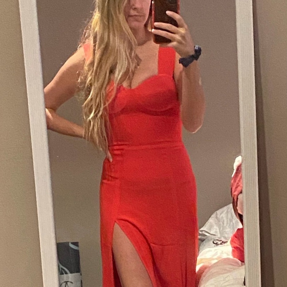 Reformation Fulton Dress Red Orange Size 4